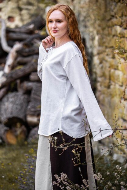 Blusa medieval "Tilda" - Blanco - Imagen 6