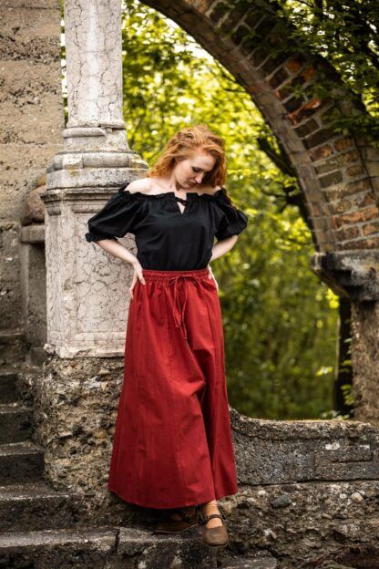 Blusa medieval de manga corta "Verena" - Negro - Imagen 7
