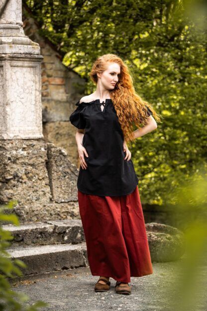 Blusa medieval de manga corta "Verena" - Negro - Imagen 2
