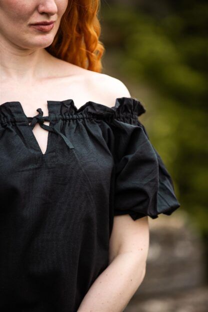 Blusa medieval de manga corta "Verena" - Negro - Imagen 3
