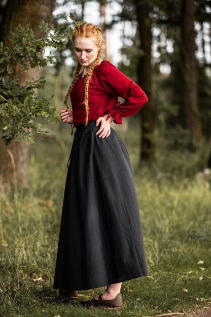 Blusa medieval "Edith" - Rojo - Imagen 6