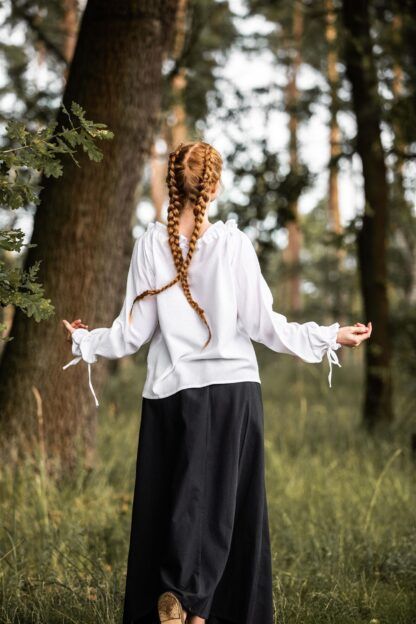 Blusa medieval "Edith" - Blanco - Imagen 7