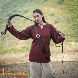 Látigo antiguo de cuero - Negro - 242cm