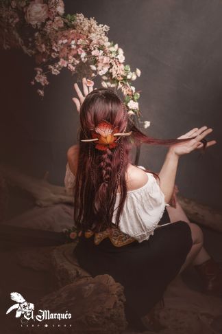 Pasador de cuero para el pelo Otoño